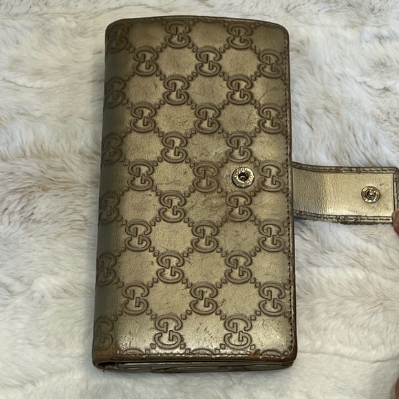 🤎Gucci Long Wallet Embossed Guccissima Monogram Gold Heart GG Logo - Picture 12 of 17